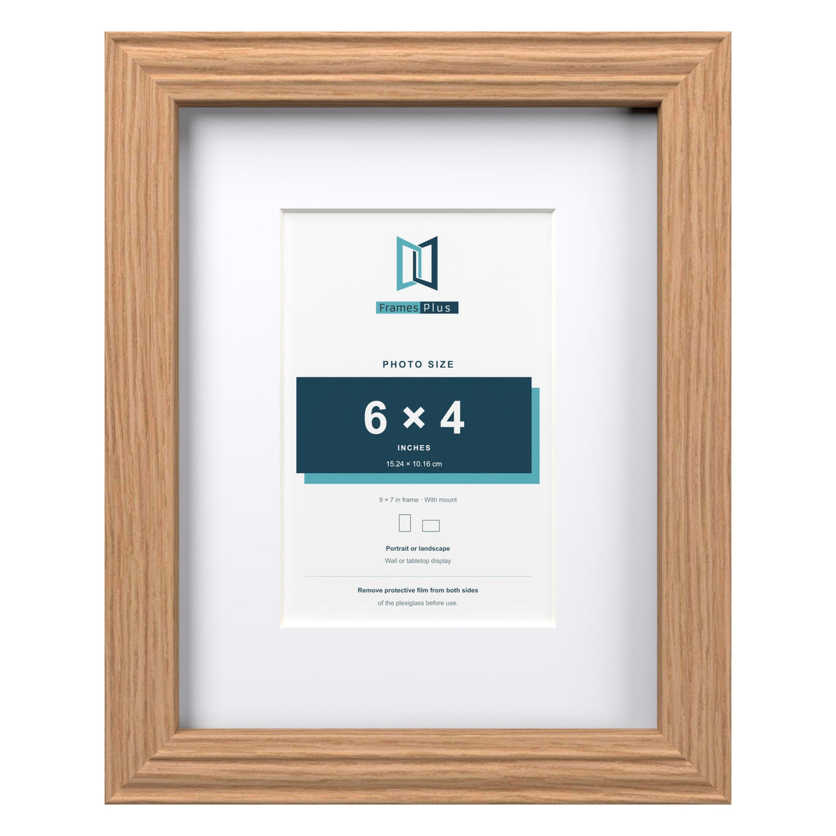 Devon Oak 9 x 7 inch picture frame with a white mount for a 6 x 4 inch photo