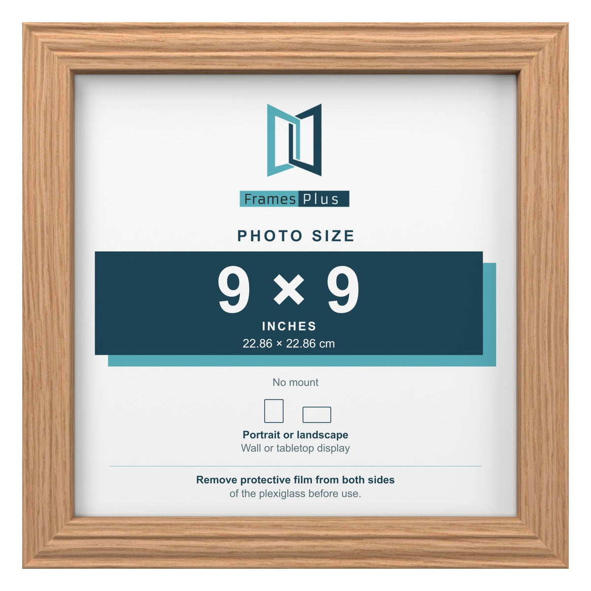 Devon Oak picture frame for a 9 x 9 inch photo