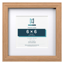 Devon Oak 9 x 9 inch picture frame with a white mount for a 6 x 6 inch photo