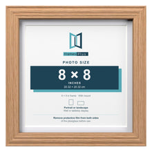 Devon Oak 9 x 9 inch picture frame with a white mount for an 8 x 8 inch photo