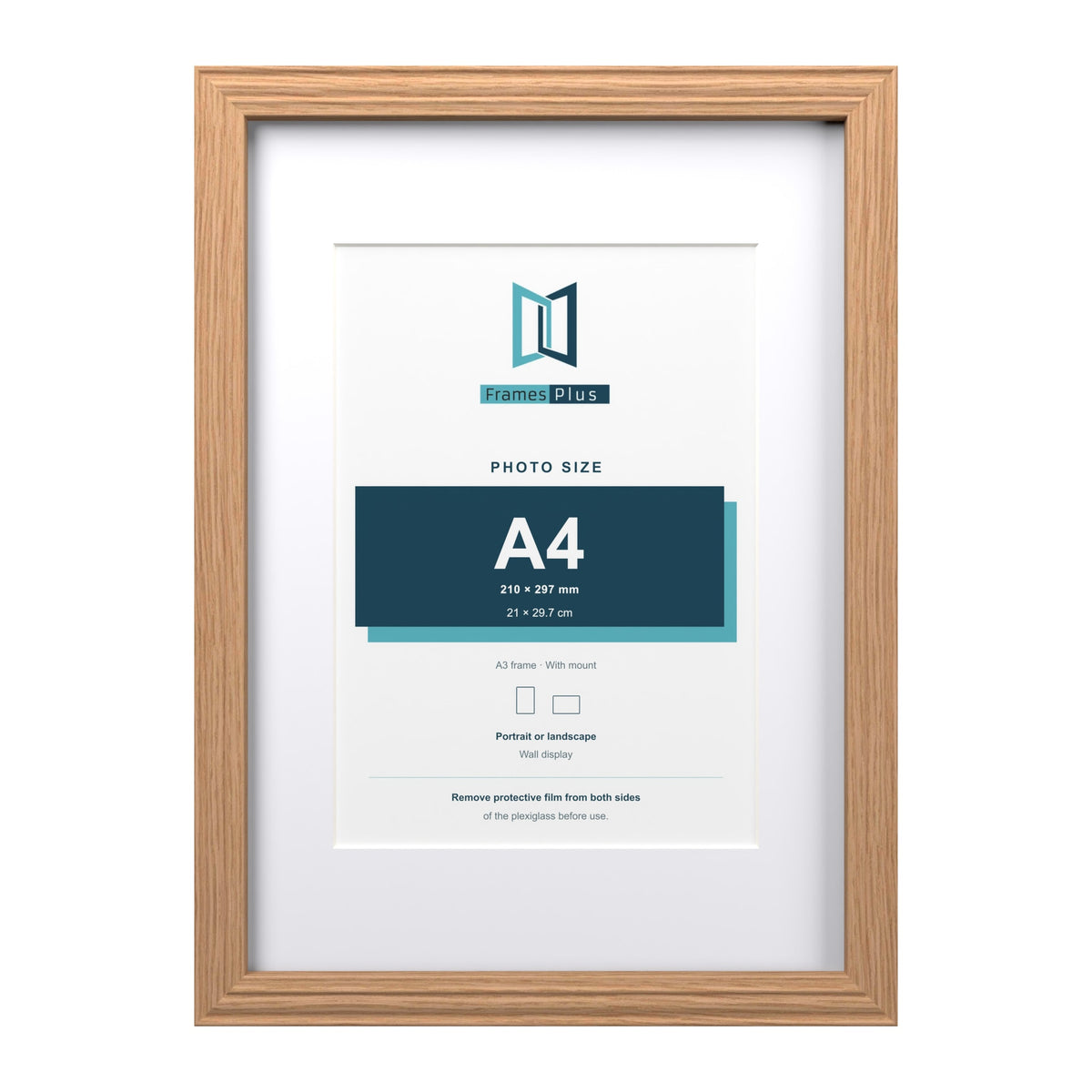 Devon Oak A3 picture frame with a white mount for an A4 photo