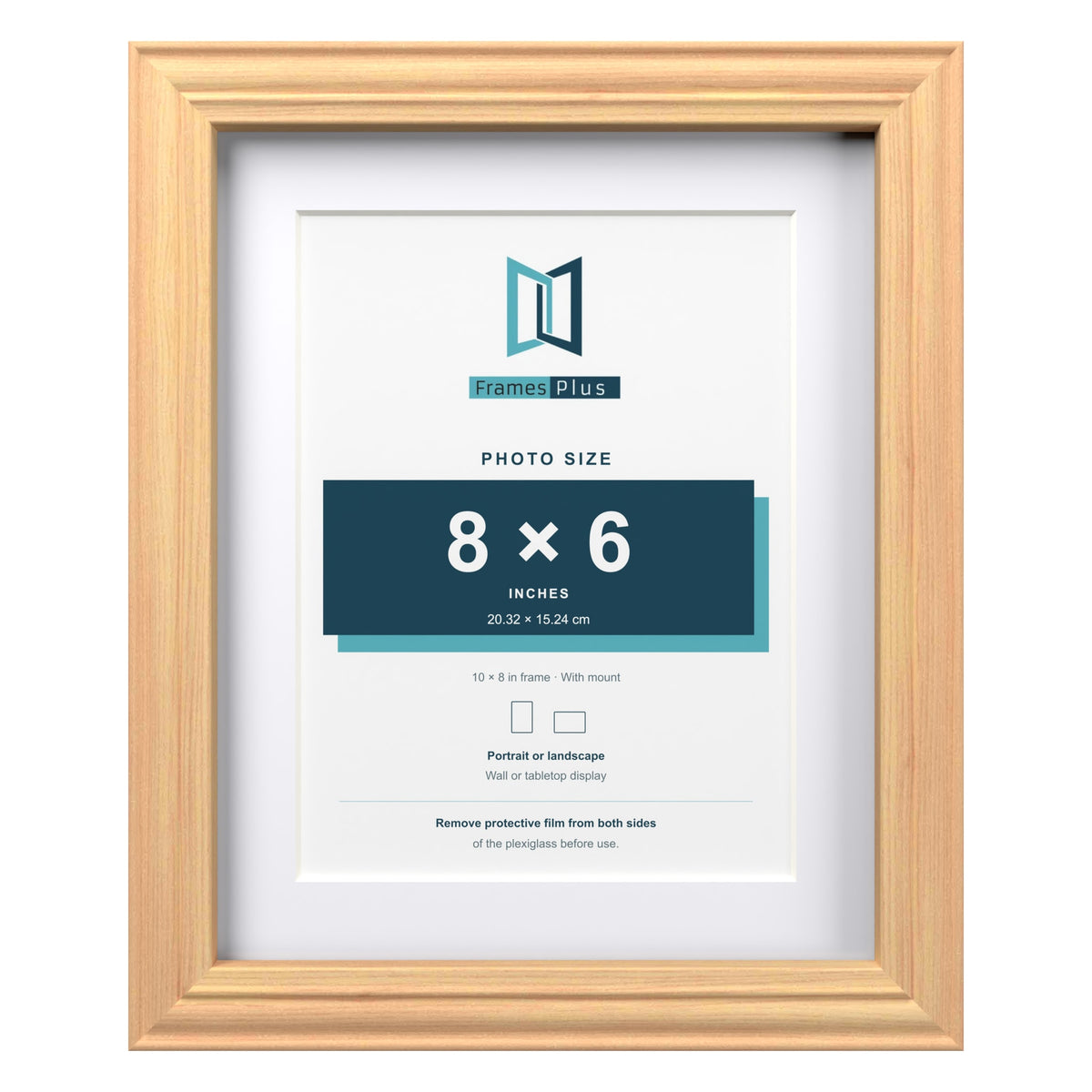 Devon Pine 10 x 8 inch picture frame with a white mount for an 8 x 6 inch photo