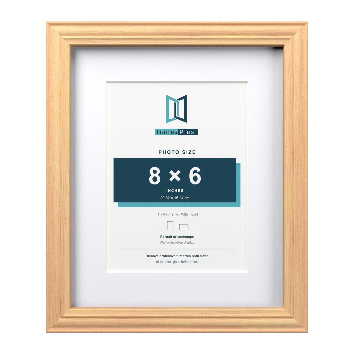 Devon Pine 11 x 9 inch picture frame with a white mount for an 8 x 6 inch photo