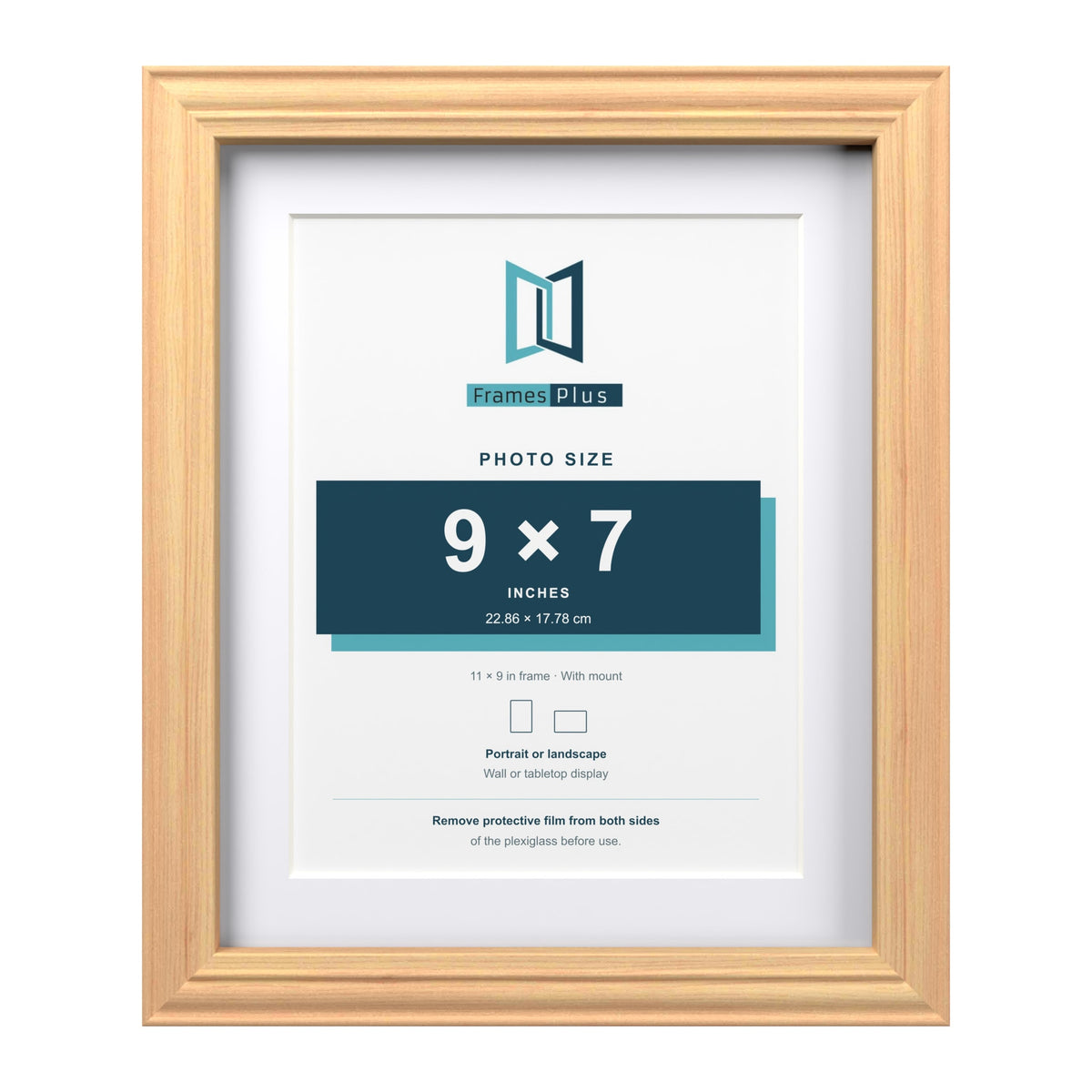 Devon Pine 11 x 9 inch picture frame with a white mount for a 9 x 7 inch photo