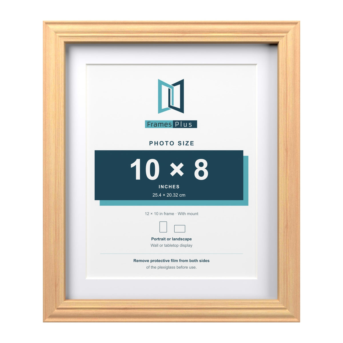 Devon Pine 12 x 10 inch picture frame with a white mount for a 10 x 8 inch photo