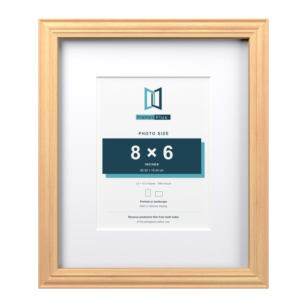 Devon Pine 12 x 10 inch picture frame with a white mount for an 8 x 6 inch photo