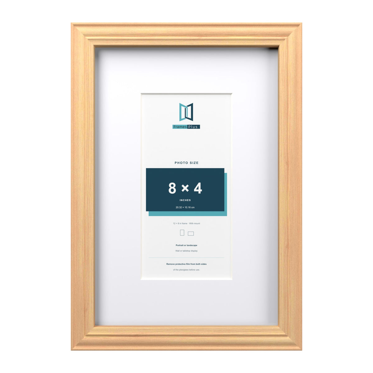 Devon Pine 12 x 8 inch picture frame with a white mount for an 8 x 4 inch photo