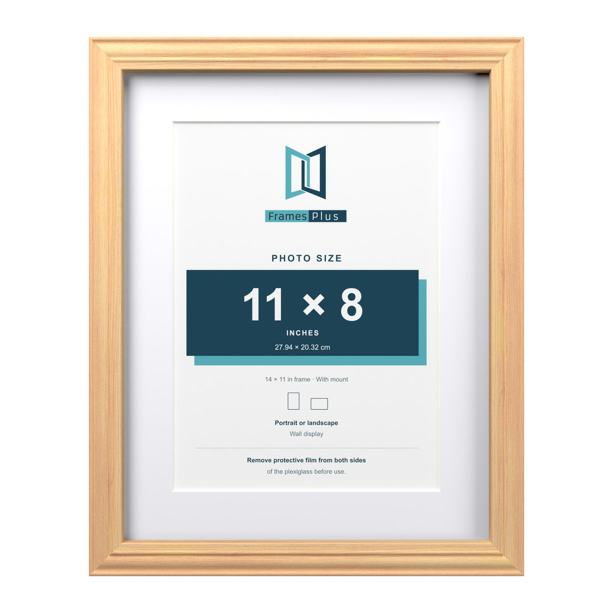 Devon Pine 14 x 11 inch picture frame with a white mount for an 11 x 8 inch photo