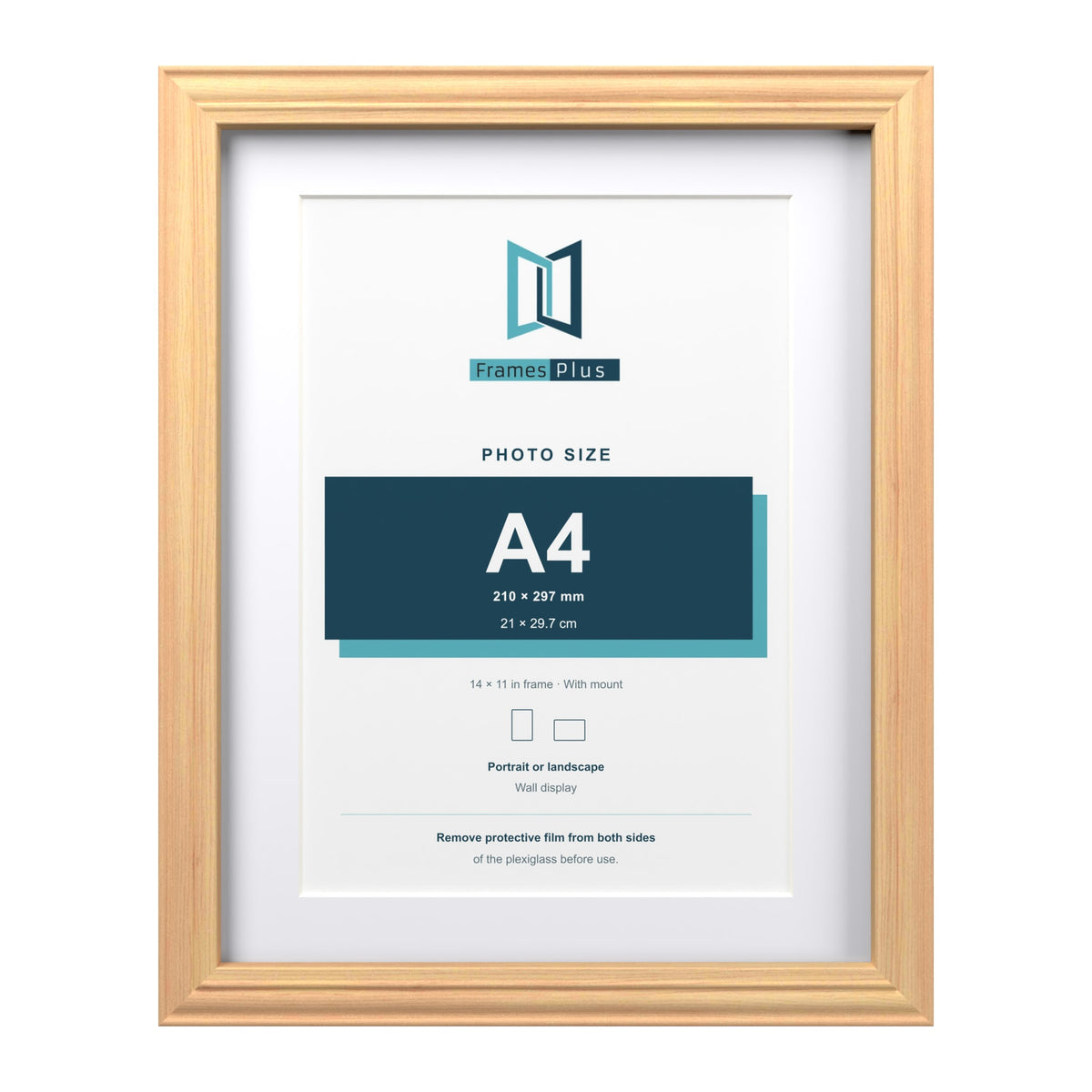 Devon Pine 14 x 11 inch picture frame with a white mount for an A4 photo