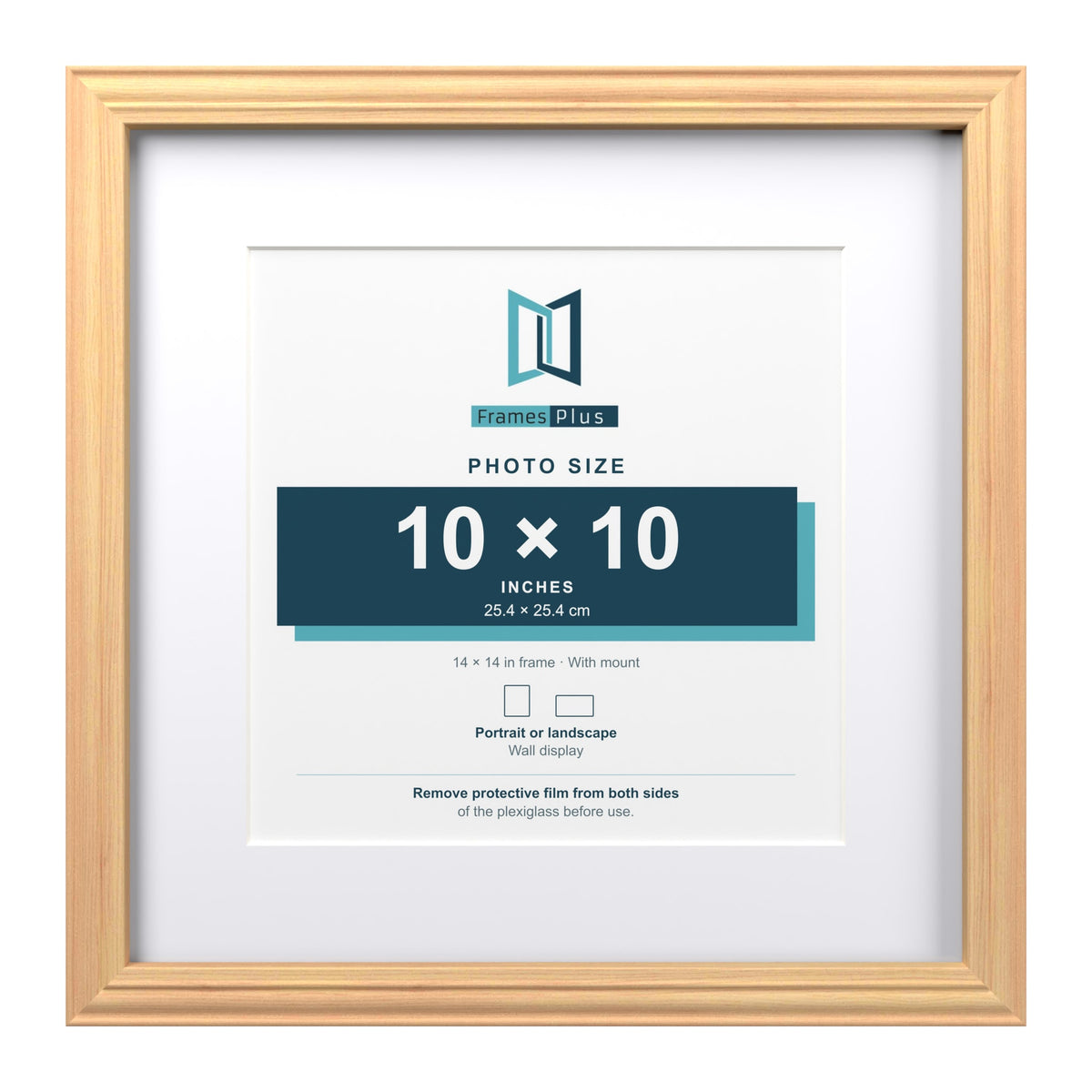Devon Pine 14 x 14 inch picture frame with a white mount for a 10 x 10 inch photo