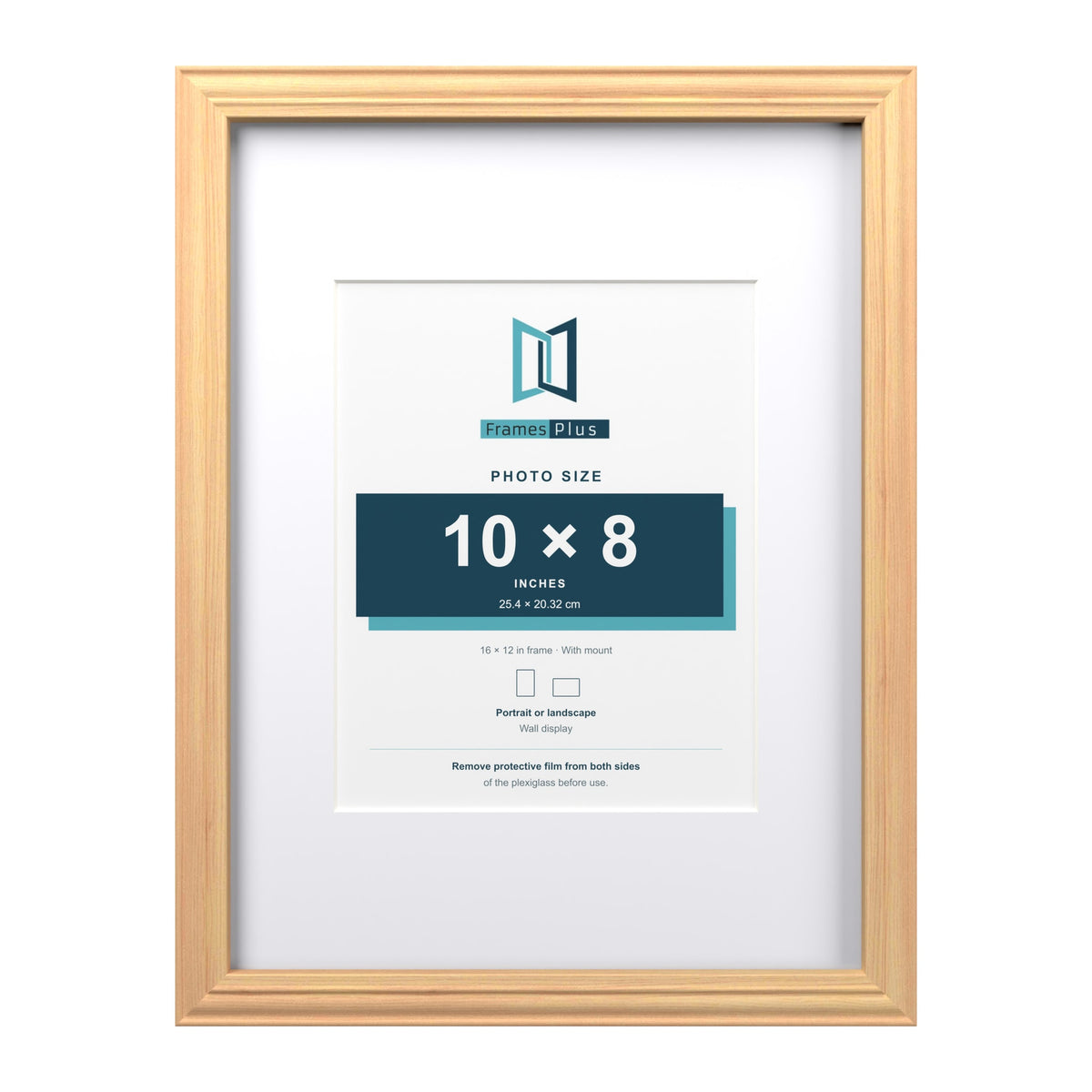 Devon Pine 16 x 12 inch picture frame with a white mount for a 10 x 8 inch photo