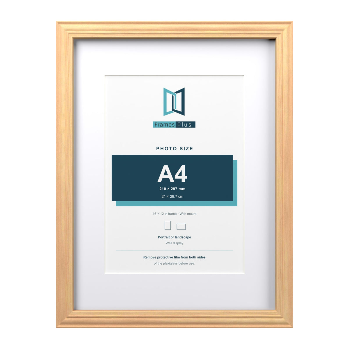 Devon Pine 16 x 12 inch picture frame with a white mount for an A4 photo
