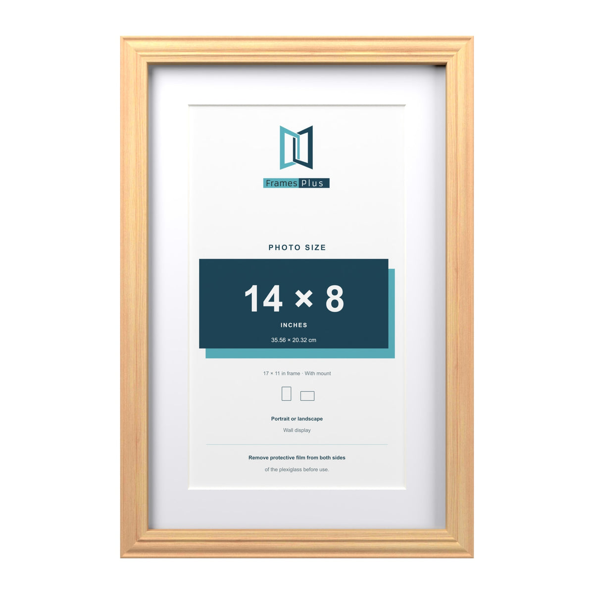 Devon Pine 17 x 11 inch picture frame with a white mount for a 14 x 8 inch photo
