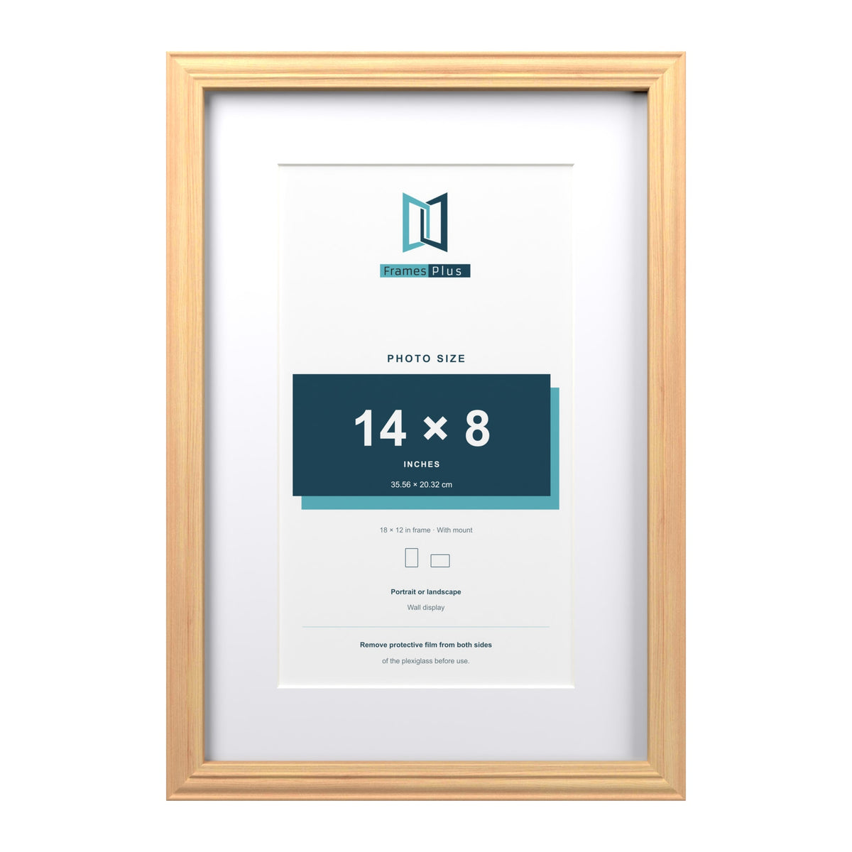 Devon Pine 18 x 12 inch picture frame with a white mount for a 14 x 8 inch photo