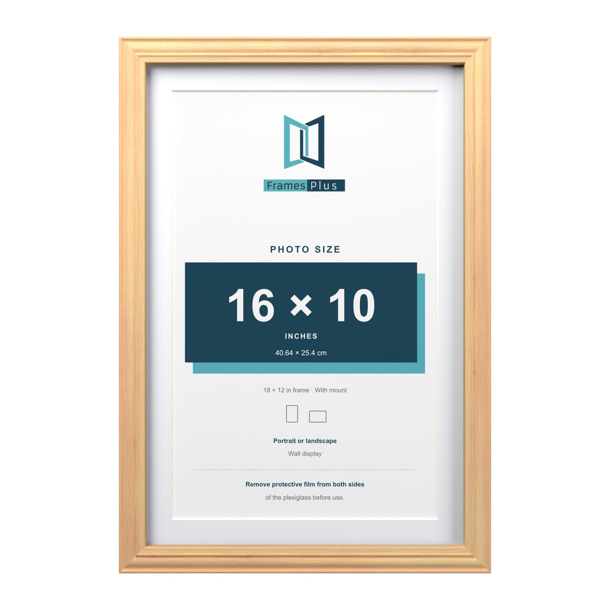Devon Pine 18 x 12 inch picture frame with a white mount for a 16 x 10 inch photo