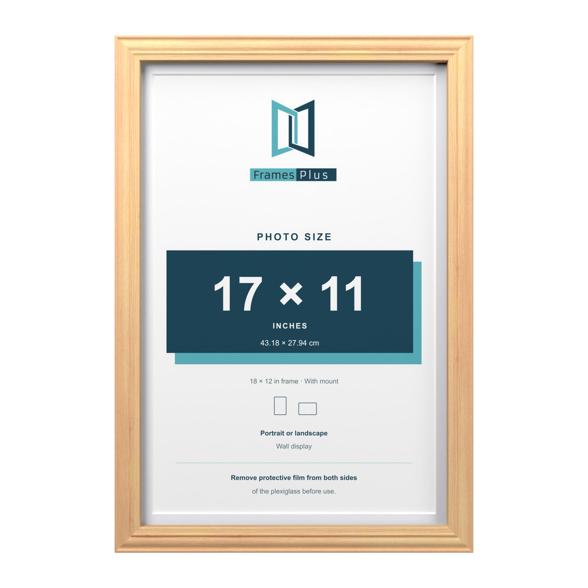 Devon Pine 18 x 12 inch picture frame with a white mount for a 17 x 11 inch photo