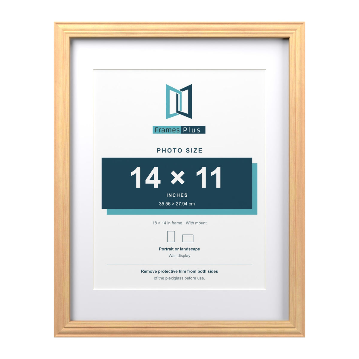 Devon Pine 18 x 14 inch picture frame with a white mount for a 14 x 11 inch photo