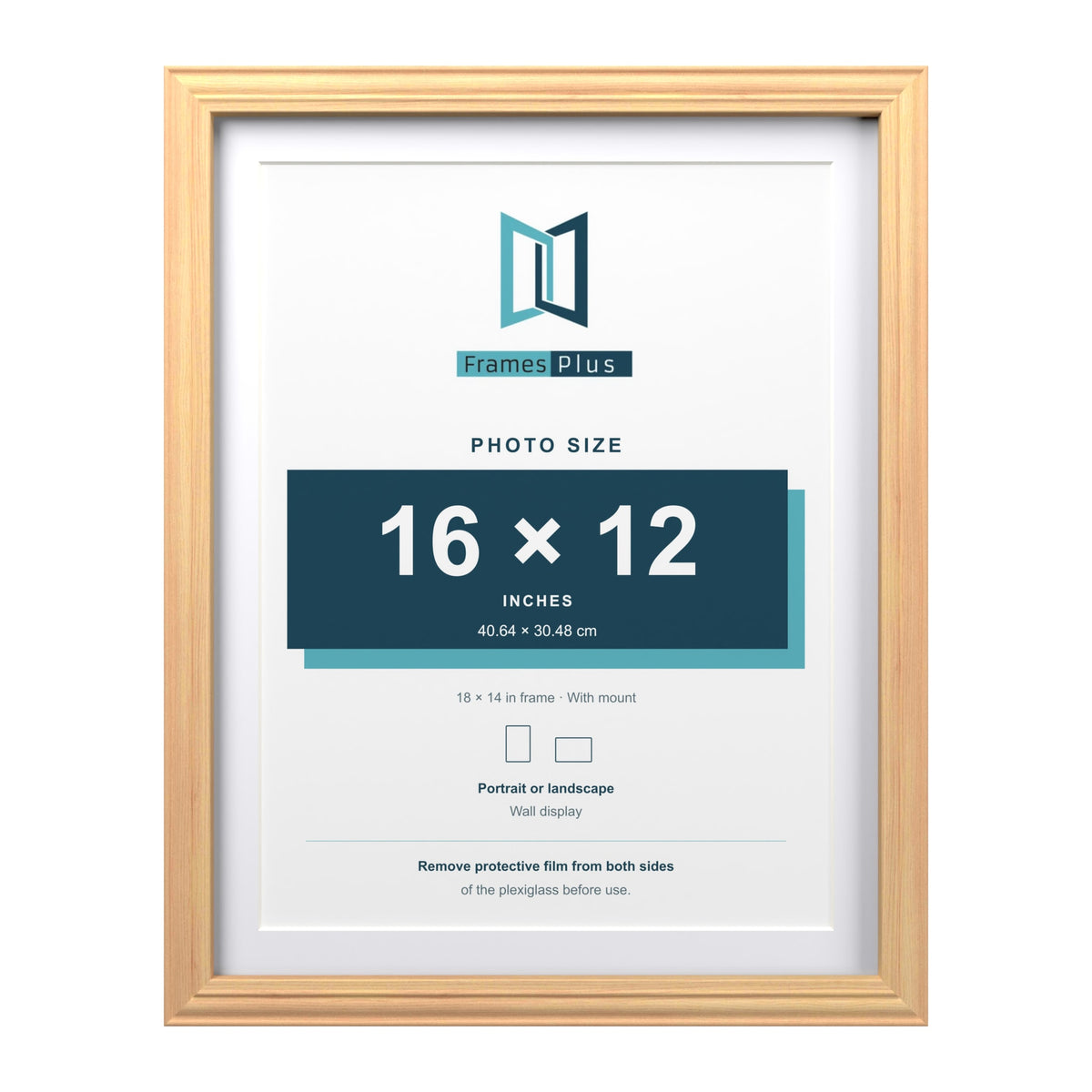 Devon Pine 18 x 14 inch picture frame with a white mount for a 16 x 12 inch photo