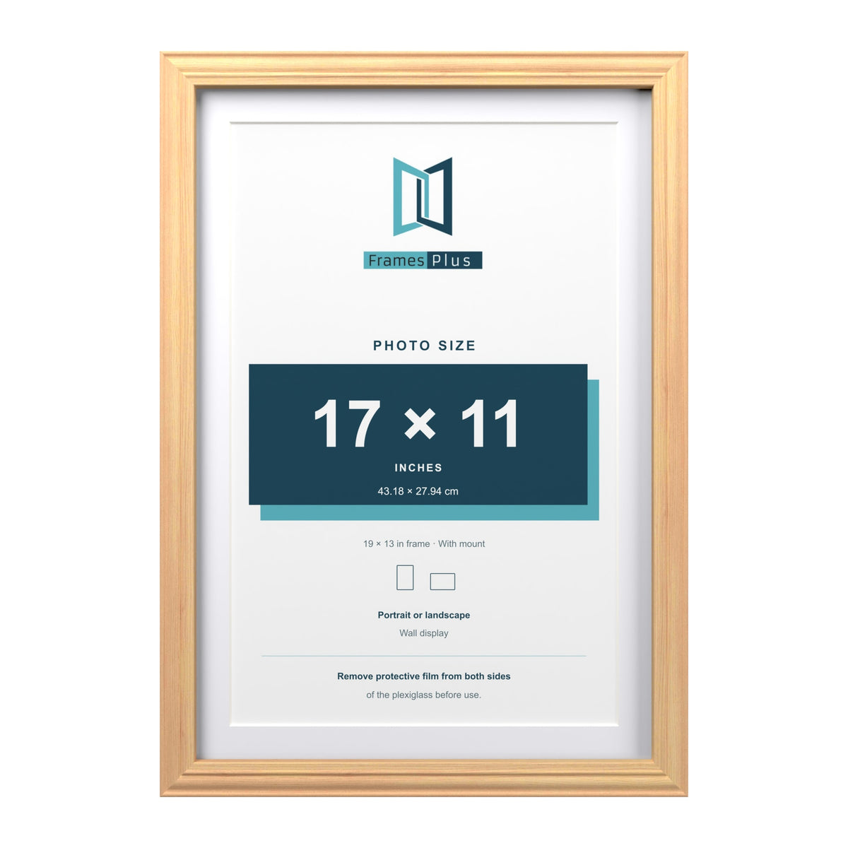 Devon Pine 19 x 13 inch picture frame with a white mount for a 17 x 11 inch photo