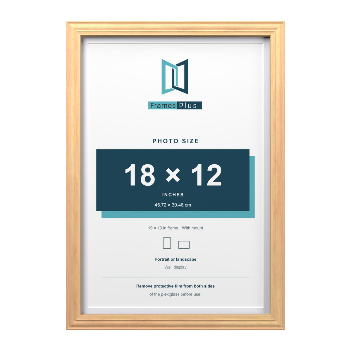 Devon Pine 19 x 13 inch picture frame with a white mount for an 18 x 12 inch photo