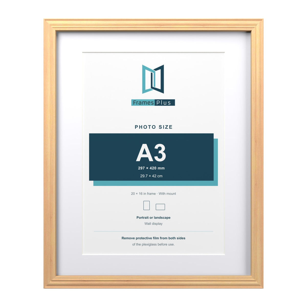 Devon Pine 20 x 16 inch picture frame with a white mount for an A3 photo