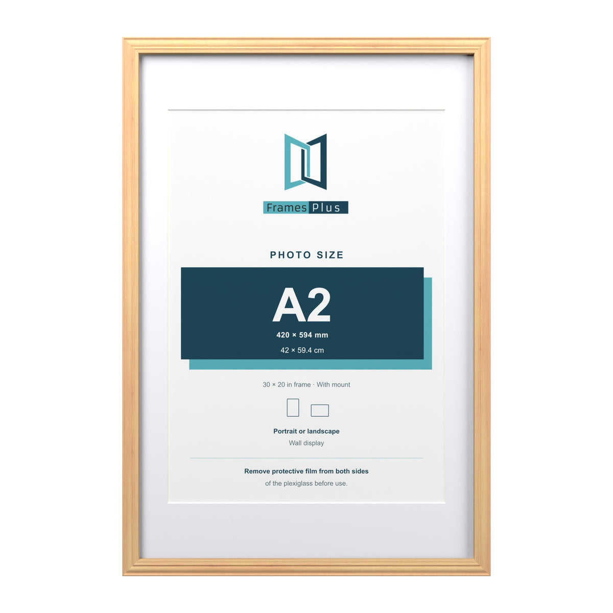 Devon Pine 30 x 20 inch picture frame with a white mount for an A2 photo