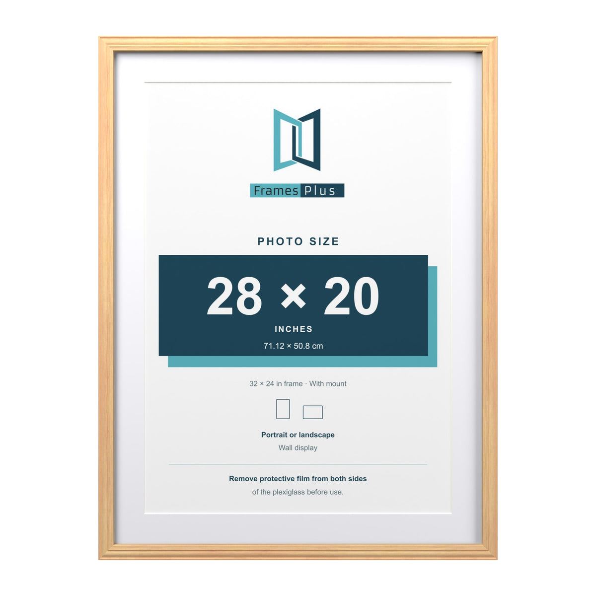 Devon Pine 32 x 24 inch picture frame with a white mount for a 28 x 20 inch photo