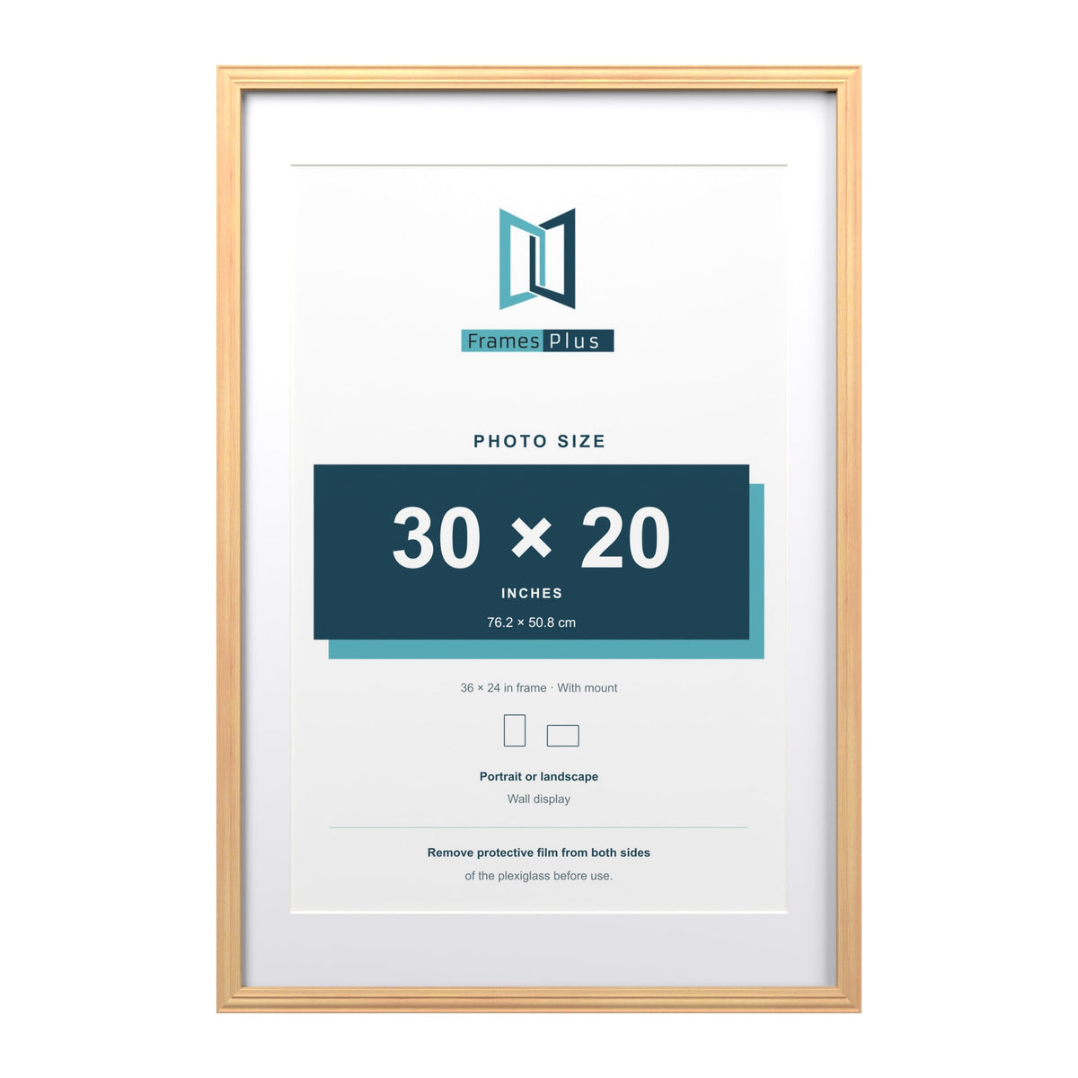 Devon Pine 36 x 24 inch picture frame with a white mount for a 30 x 20 inch photo