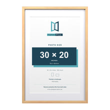 Devon Pine 36 x 24 inch picture frame with a white mount for a 30 x 20 inch photo
