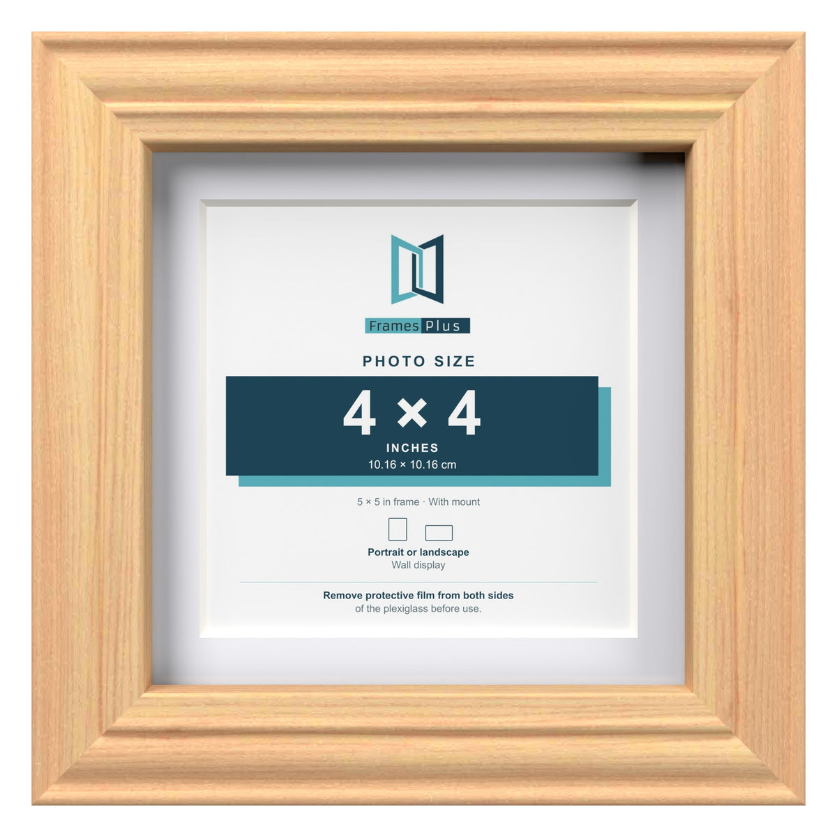 Devon Pine 5 x 5 inch picture frame with a white mount for a 4 x 4 inch photo