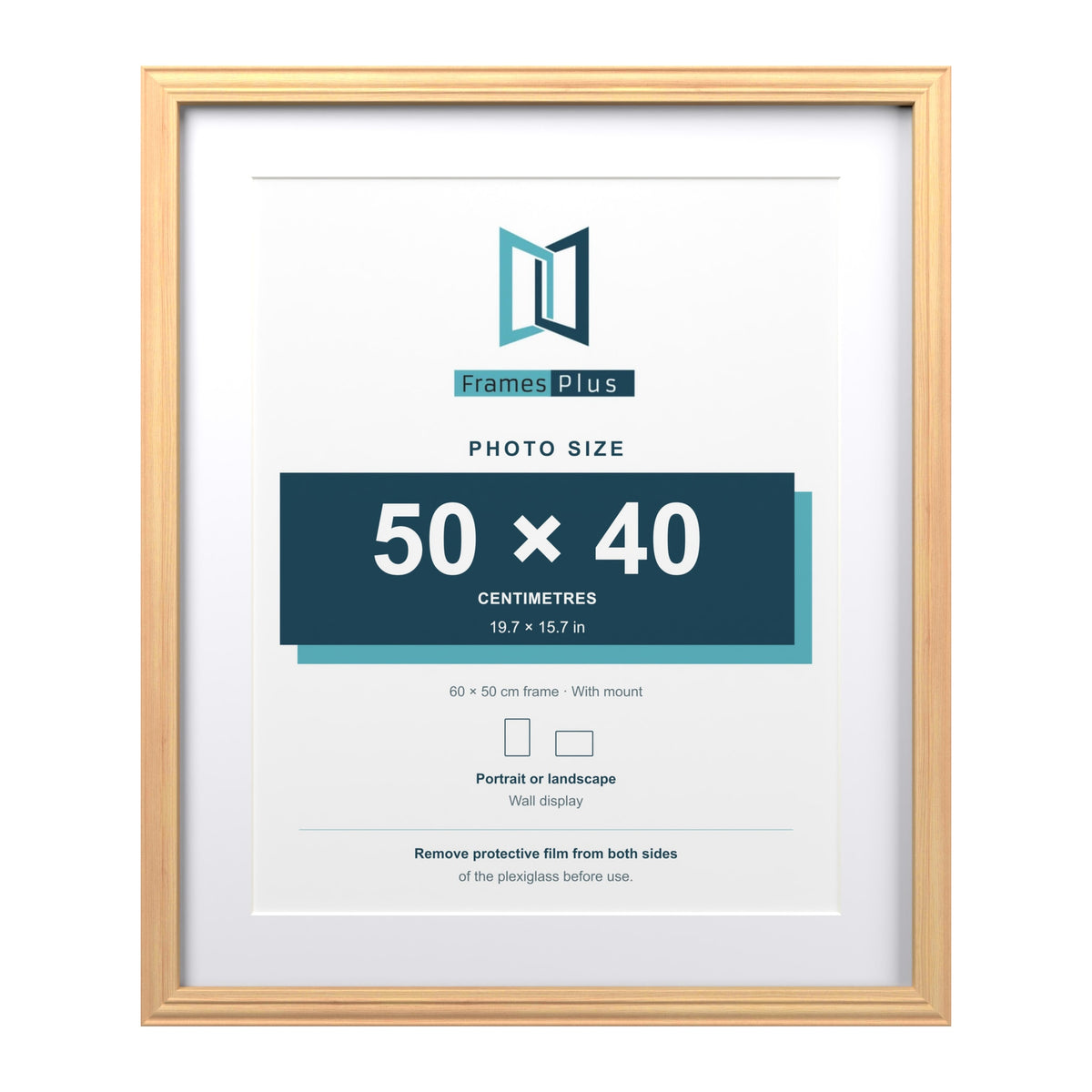 Devon Pine 60 x 50 cm picture frame with a white mount for a 50 x 40 cm photo