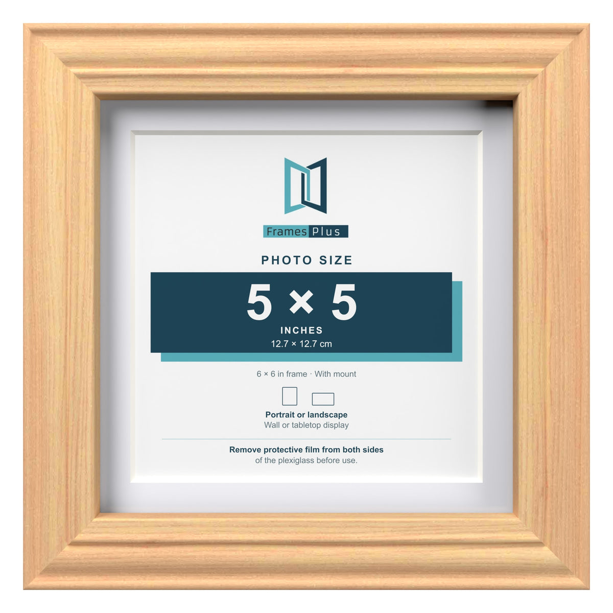 Devon Pine 6 x 6 inch picture frame with a white mount for a 5 x 5 inch photo