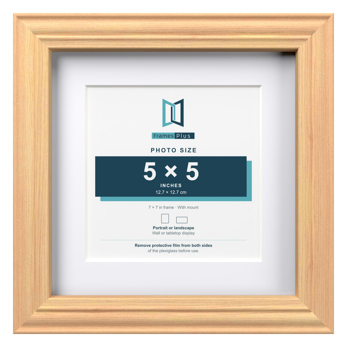 Devon Pine 7 x 7 inch picture frame with a white mount for a 5 x 5 inch photo