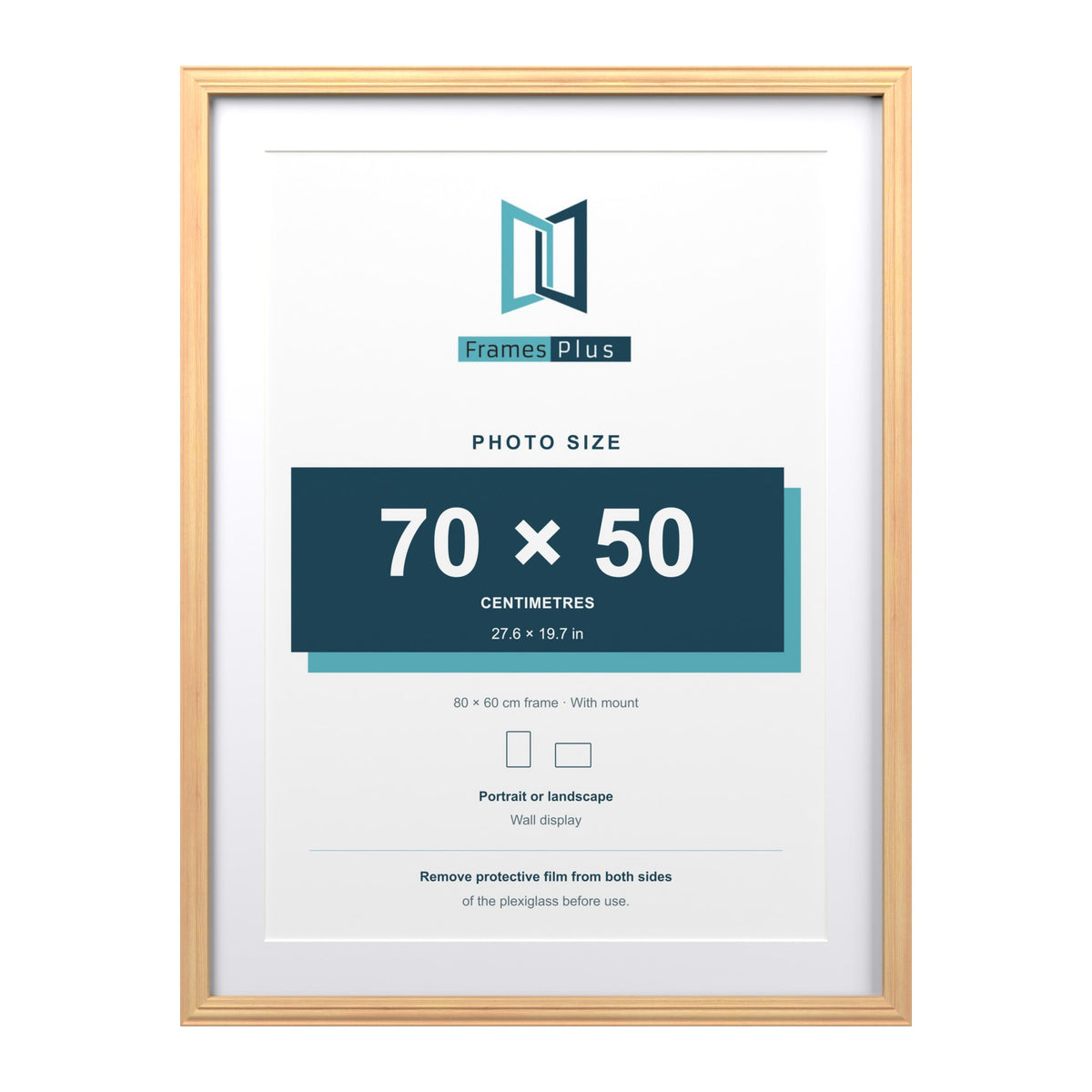 Devon Pine 80 x 60 cm picture frame with a white mount for a 70 x 50 cm photo