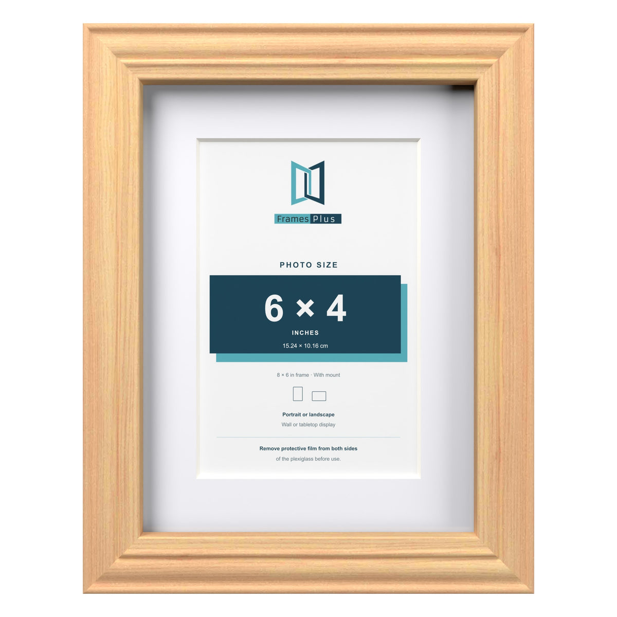 Devon Pine 8 x 6 inch picture frame with a white mount for a 6 x 4 inch photo