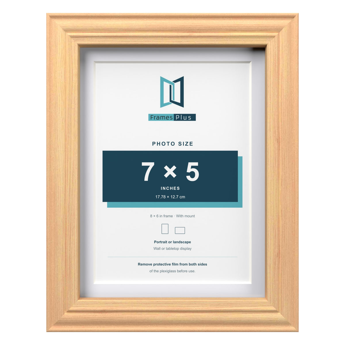 Devon Pine 8 x 6 inch picture frame with a white mount for a 7 x 5 inch photo