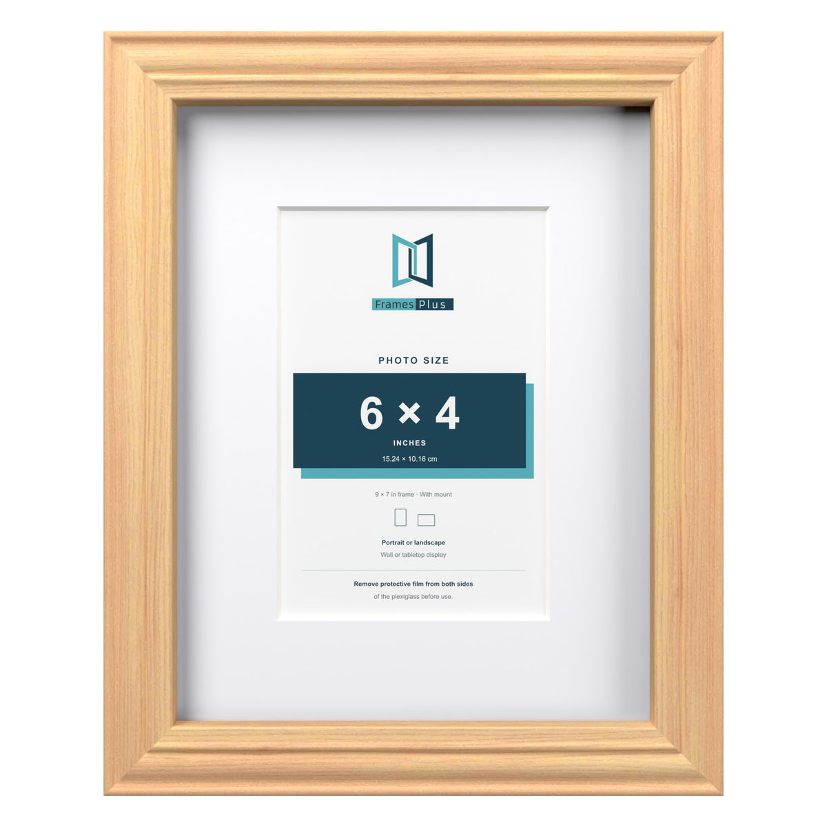 Devon Pine 9 x 7 inch picture frame with a white mount for a 6 x 4 inch photo