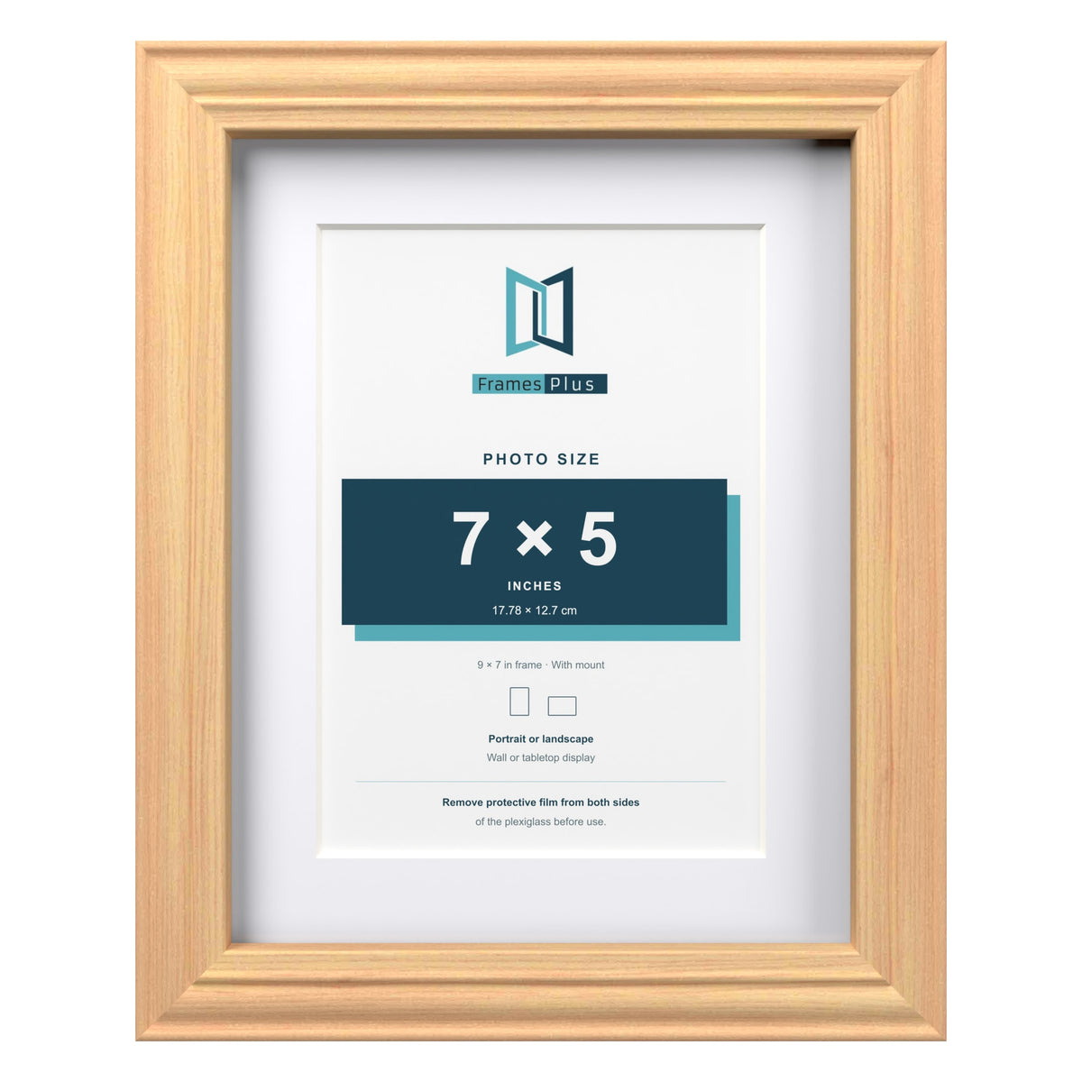 Devon Pine 9 x 7 inch picture frame with a white mount for a 7 x 5 inch photo