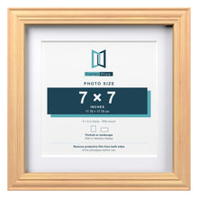 Devon Pine 9 x 9 inch picture frame with a white mount for a 7 x 7 inch photo