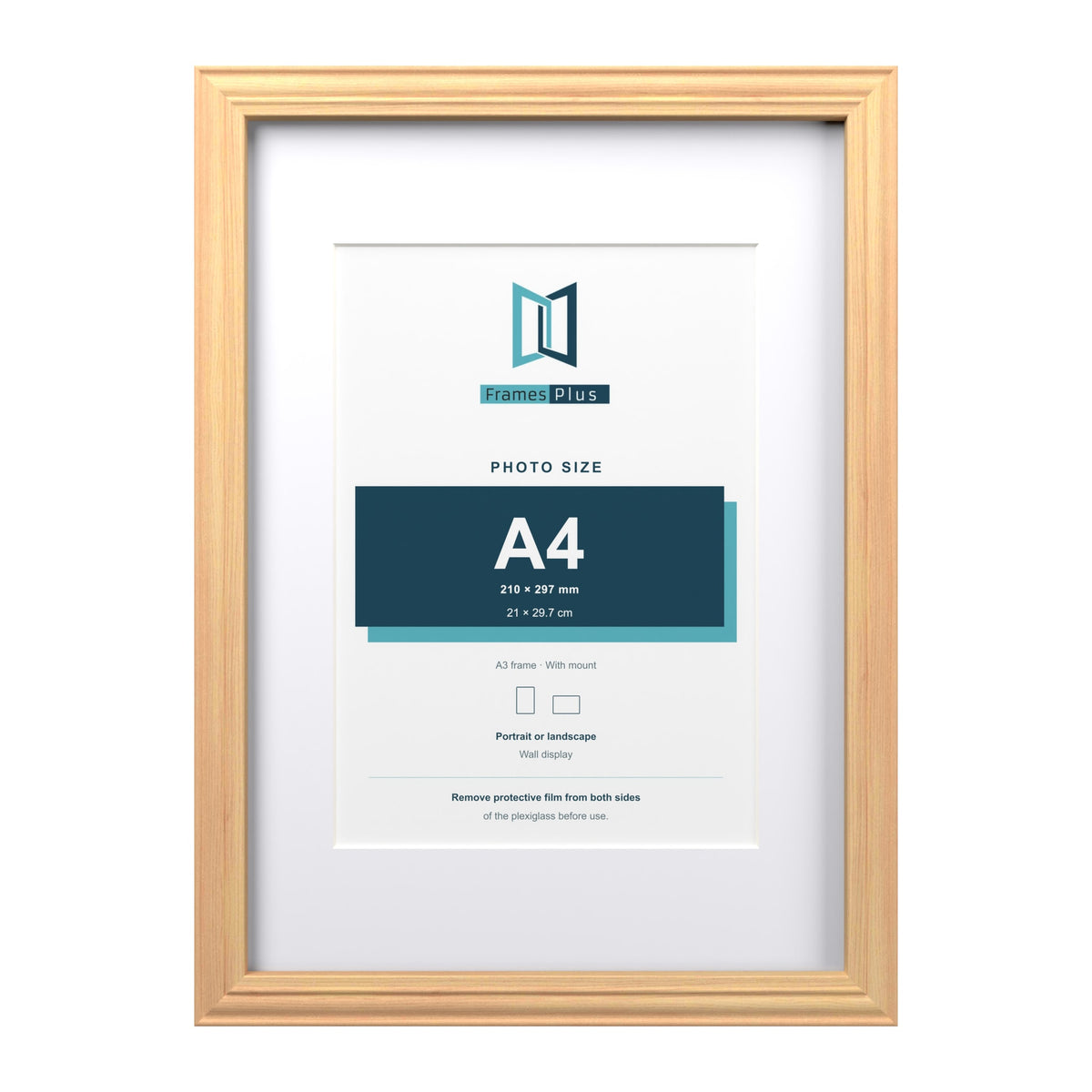 Devon Pine A3 picture frame with a white mount for an A4 photo