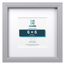 Devon Silver 10 x 10 inch picture frame with a white mount for a 6 x 6 inch photo