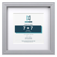Devon Silver 10 x 10 inch picture frame with a white mount for a 7 x 7 inch photo