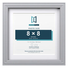 Devon Silver 10 x 10 inch picture frame with a white mount for an 8 x 8 inch photo