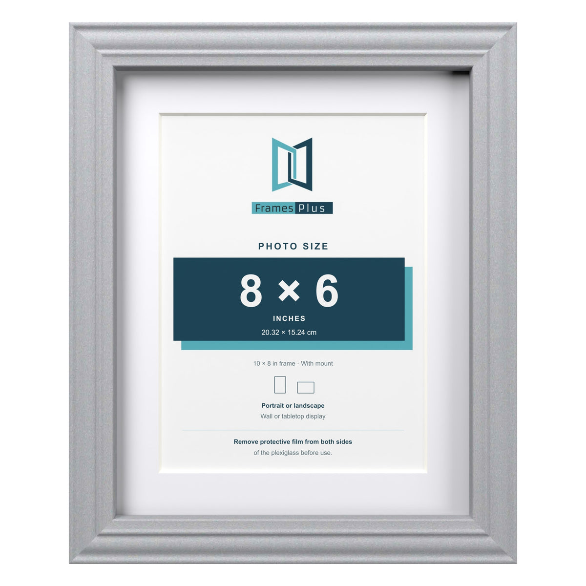 Devon Silver 10 x 8 inch picture frame with a white mount for an 8 x 6 inch photo