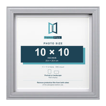 Devon Silver 11 x 11 inch picture frame with a white mount for a 10 x 10 inch photo