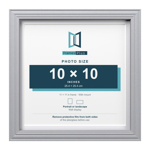 Devon Range Silver Picture, Photo & Poster Frame with White Mount — Finish and profile example
