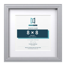 Devon Silver 11 x 11 inch picture frame with a white mount for an 8 x 8 inch photo