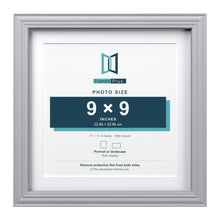 Devon Silver 11 x 11 inch picture frame with a white mount for a 9 x 9 inch photo