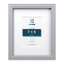 Devon Silver 11 x 9 inch picture frame with a white mount for a 7 x 5 inch photo