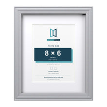 Devon Silver 11 x 9 inch picture frame with a white mount for an 8 x 6 inch photo